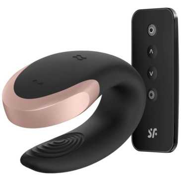Satisfyer - Double Love Pariskuntavibraattori, Musta | SATISFYER PARTNER | Vibraattorit kaukosäätimellä