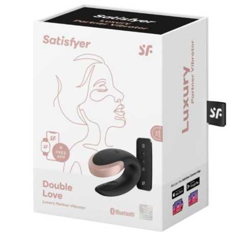 Satisfyer - Double Love Pariskuntavibraattori, Musta | SATISFYER PARTNER | Vibraattorit kaukosäätimellä