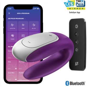 Satisfyer - Pariskuntavibraattori - Double Fun, Purppura | SATISFYER CONNECT | Vibraattorit kaukosäätimellä