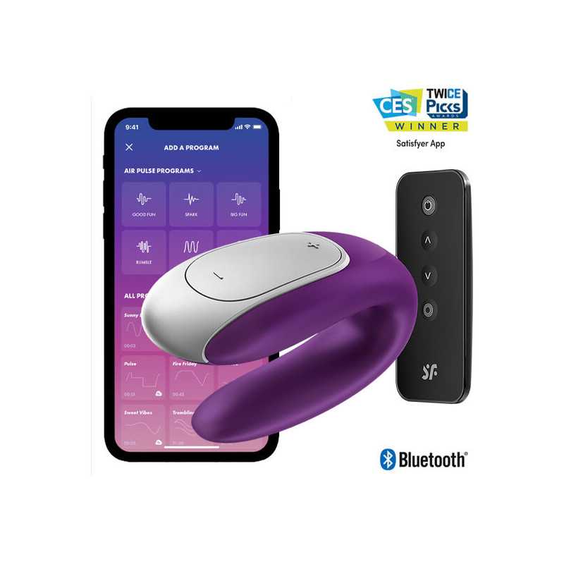 Satisfyer - Pariskuntavibraattori - Double Fun, Purppura | SATISFYER CONNECT | Vibraattorit kaukosäätimellä