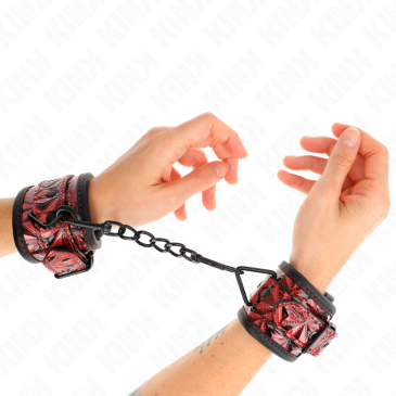 Rannekahleet Timanttikuosilla, Punamusta - Kink | KINK WRIST RESTRAINT | BDSM & Bondage
