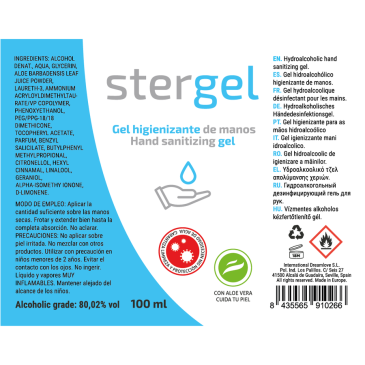 Käsidesinfiointigeeli Aloe Veralla, 100 ml - Stergel | STERGEL | Puhdistus ja huolto