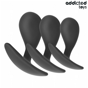 Silikoninen Anaalitappisetti - 3 kpl Musta, Model 3 - Addicted Toys | ADDICTED TOYS | Seksilelut