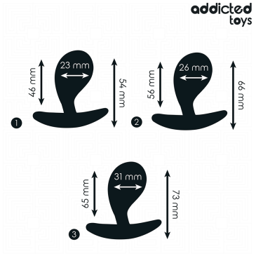 Silikoninen Anaalitappisetti - 3 kpl Musta, Model 3 - Addicted Toys | ADDICTED TOYS | Seksilelut