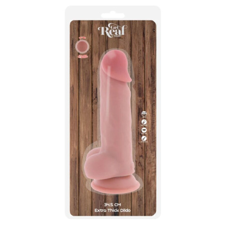 GET REAL - DELUXE REALISTIC PENIS WITH TESTICLES EXTRA THICK 34.5 CM | GET REAL | Seksilelut