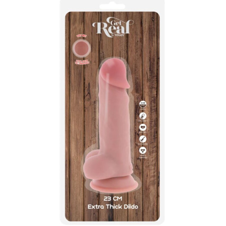 GET REAL - DELUXE REALISTIC PENIS WITH TESTICLES EXTRA THICK 23 CM | GET REAL | Seksilelut