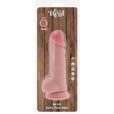 GET REAL - DELUXE REALISTIC PENIS WITH TESTICLES EXTRA THICK 28 CM | GET REAL | Seksilelut