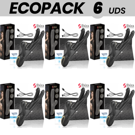 ECOPACK 6 UNITS - IBIZA TWO DRAGONS DOUBLE VIBRATOR BLACK