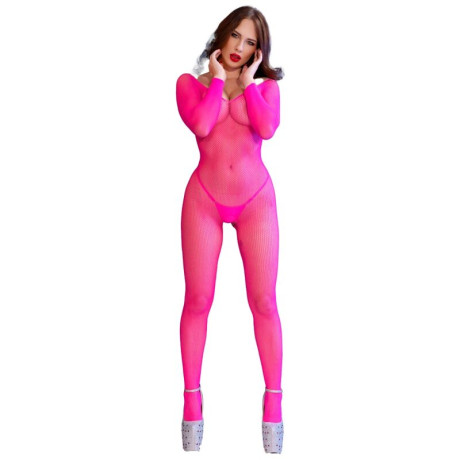 CHILIROSE - CR 4894 NEON PINK MESH BODYSTOCKING S/M | CHILIROSE CORSETS | Seksikkäät asut ja tarvikkeet
